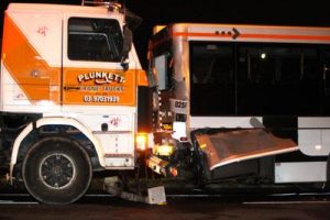 Truck, bus collide in Dandenong North