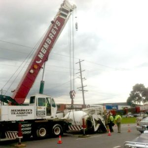 Cement mixer topples in Dandenong South