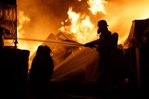 Fire rips factories