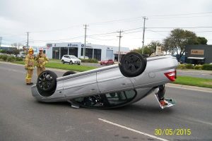 Minor injuries after car flips