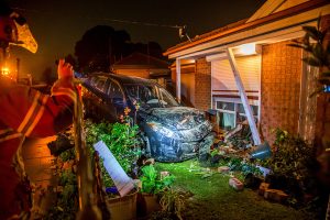 Crashed through front fence