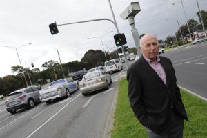 Light shines on traffic cameras