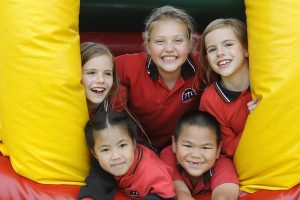 Kids bounce into school