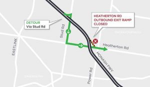 Stud Road detour for Monash works