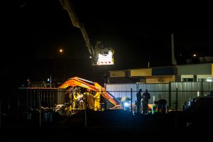 Trench trapped worker freed