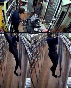 Thief climbs for cash