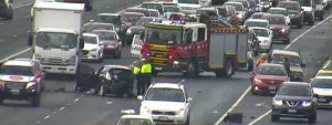 Driver critical after freeway crash