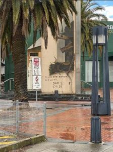 Anti-Dan vandal tags Pillars