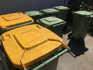 Recyclables stored in shipping containers