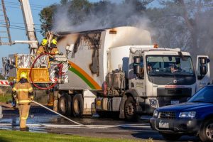 Garbo truck erupts in flames