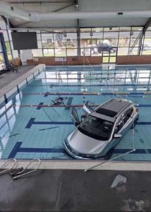 Driver rescued after plunge in Haileybury pool