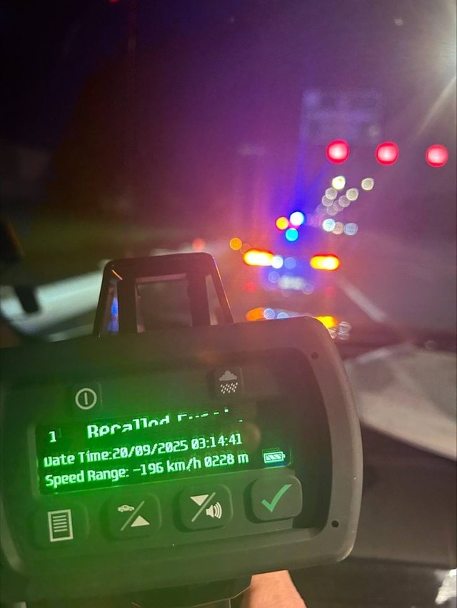 Berwick P plater caught at 196km/h