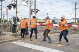 Last boom gates down at Webster Street